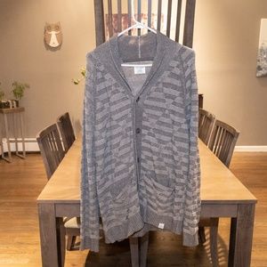 Lucky Brand Gray Patterned Button Cardigan Large